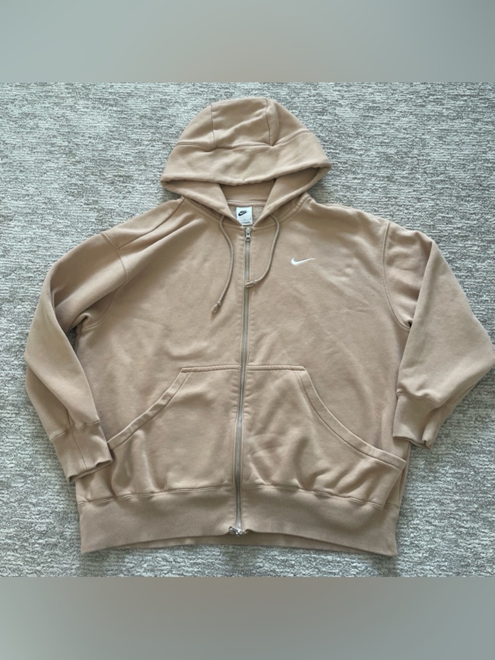 Nike Women's Sportswear Phoenix Fleece Oversized Full-Zip Hoodie Large Beige